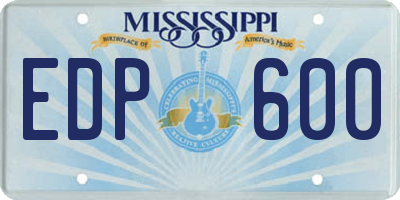 MS license plate EDP600