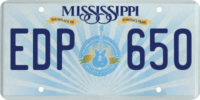 MS license plate EDP650