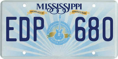 MS license plate EDP680
