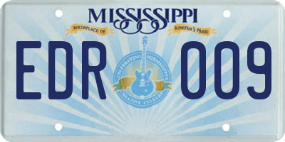 MS license plate EDR009