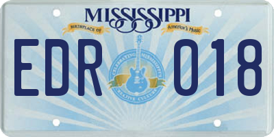 MS license plate EDR018