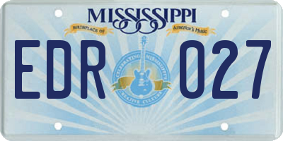 MS license plate EDR027