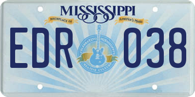 MS license plate EDR038