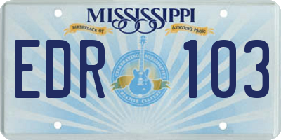 MS license plate EDR103