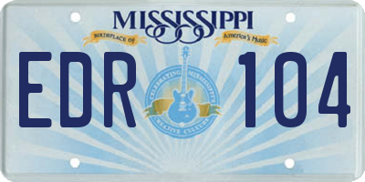 MS license plate EDR104