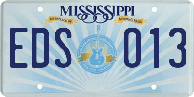MS license plate EDS013