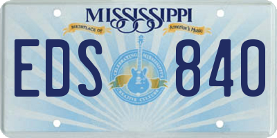 MS license plate EDS840