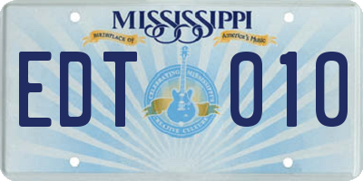 MS license plate EDT010