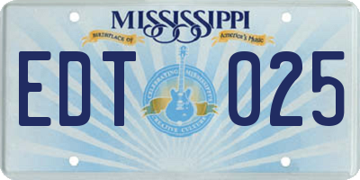 MS license plate EDT025