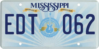 MS license plate EDT062