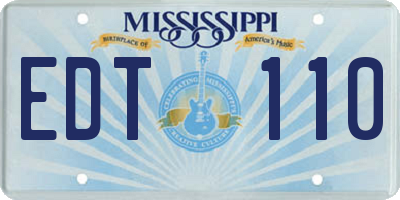 MS license plate EDT110