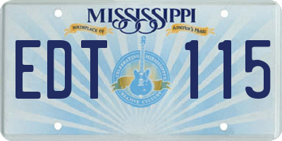 MS license plate EDT115