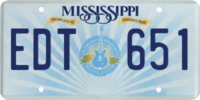 MS license plate EDT651