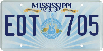 MS license plate EDT705