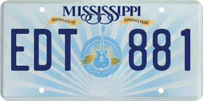 MS license plate EDT881