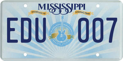 MS license plate EDU007