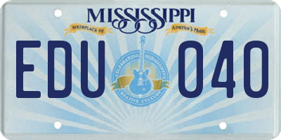 MS license plate EDU040