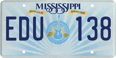MS license plate EDU138