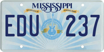 MS license plate EDU237