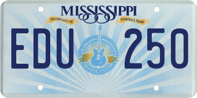 MS license plate EDU250