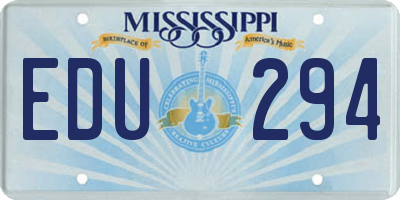 MS license plate EDU294