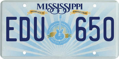 MS license plate EDU650