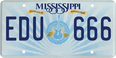 MS license plate EDU666