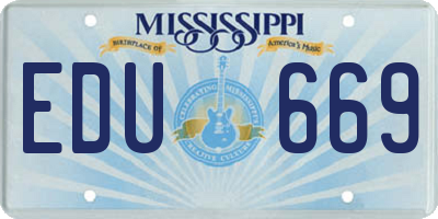 MS license plate EDU669