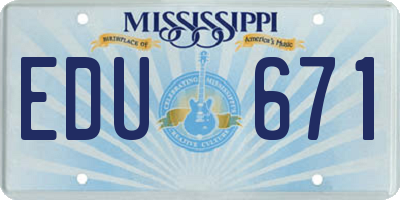 MS license plate EDU671