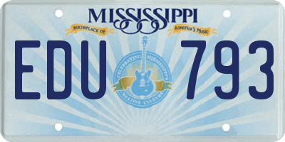 MS license plate EDU793