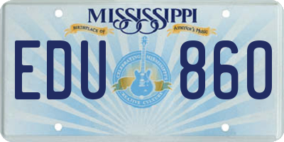 MS license plate EDU860