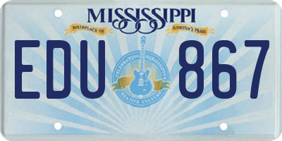 MS license plate EDU867