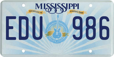 MS license plate EDU986