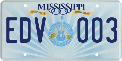 MS license plate EDV003