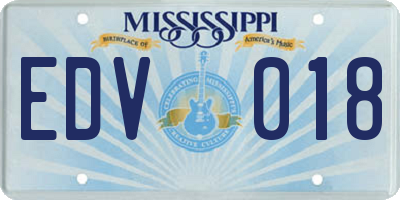 MS license plate EDV018