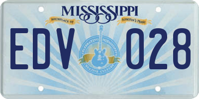 MS license plate EDV028