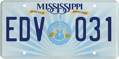 MS license plate EDV031