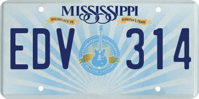 MS license plate EDV314
