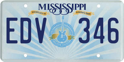 MS license plate EDV346