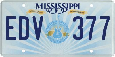 MS license plate EDV377