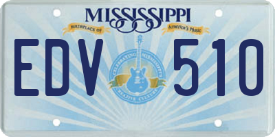 MS license plate EDV510
