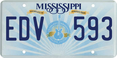 MS license plate EDV593