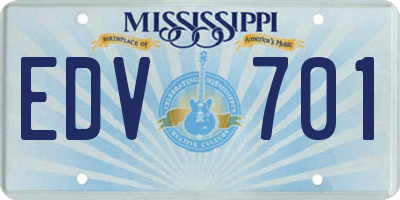 MS license plate EDV701