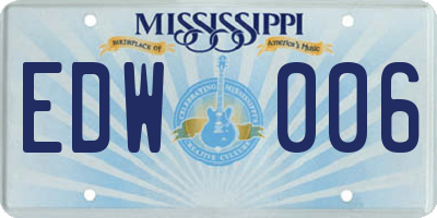 MS license plate EDW006