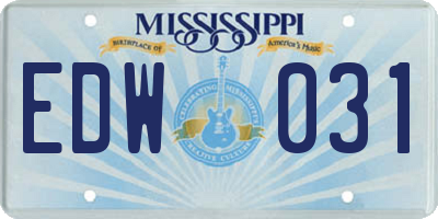 MS license plate EDW031