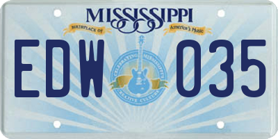 MS license plate EDW035