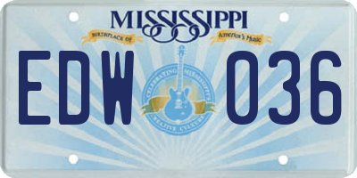MS license plate EDW036
