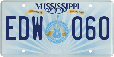 MS license plate EDW060