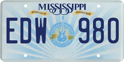 MS license plate EDW980
