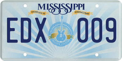 MS license plate EDX009